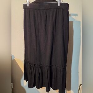 2X Black Tiered Flounce Skirt, Washable